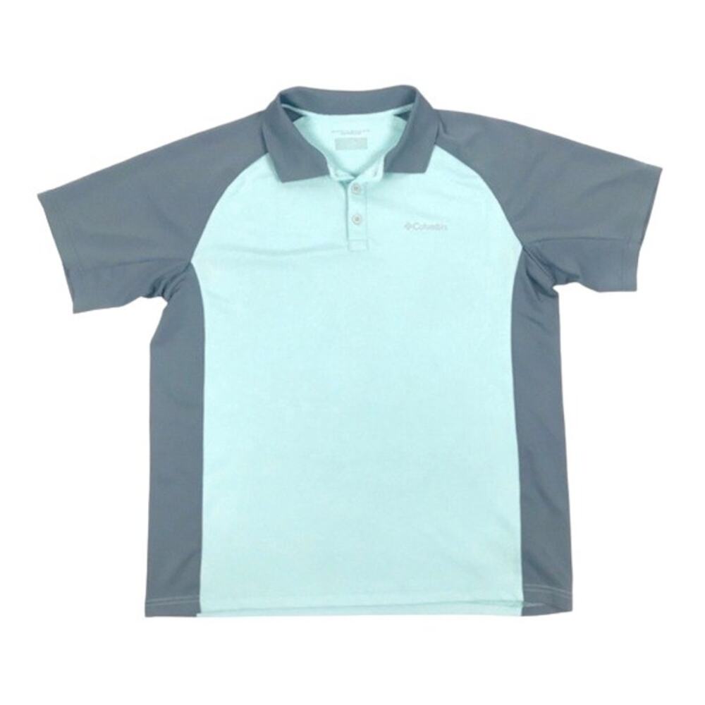 Columbia Aqua & Gray Blasting Cool II Short Sleeve Polo Shirt Men's XL